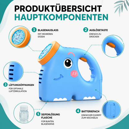 Seifenblasen-Elefant für Kinder mit automatischer Blasenfunktion