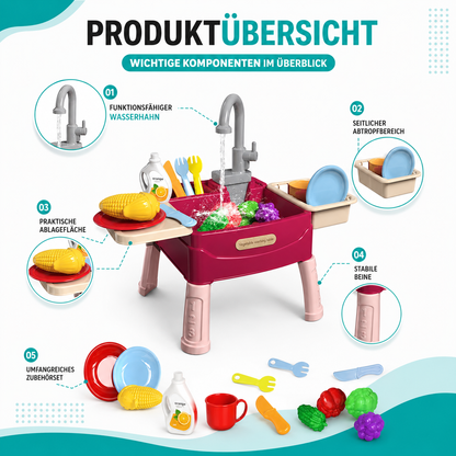Kinder Spielküche mit Wasserfunktion und Zubehör