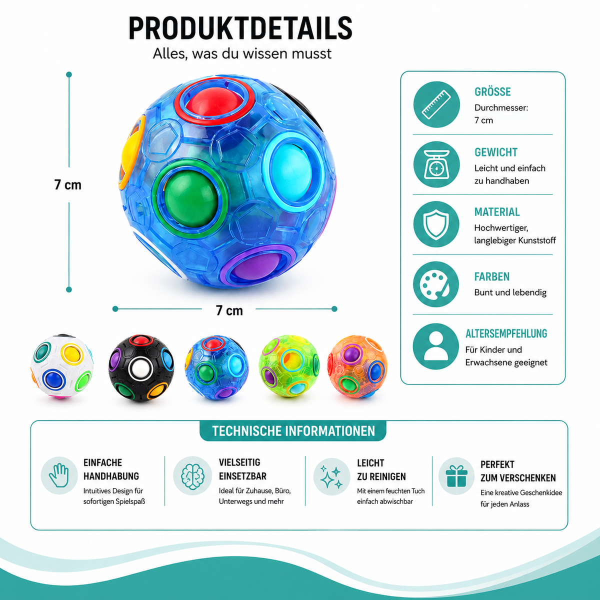 Magischer Regenbogen Puzzleball – Stressabbau für Kinder und Erwachsene