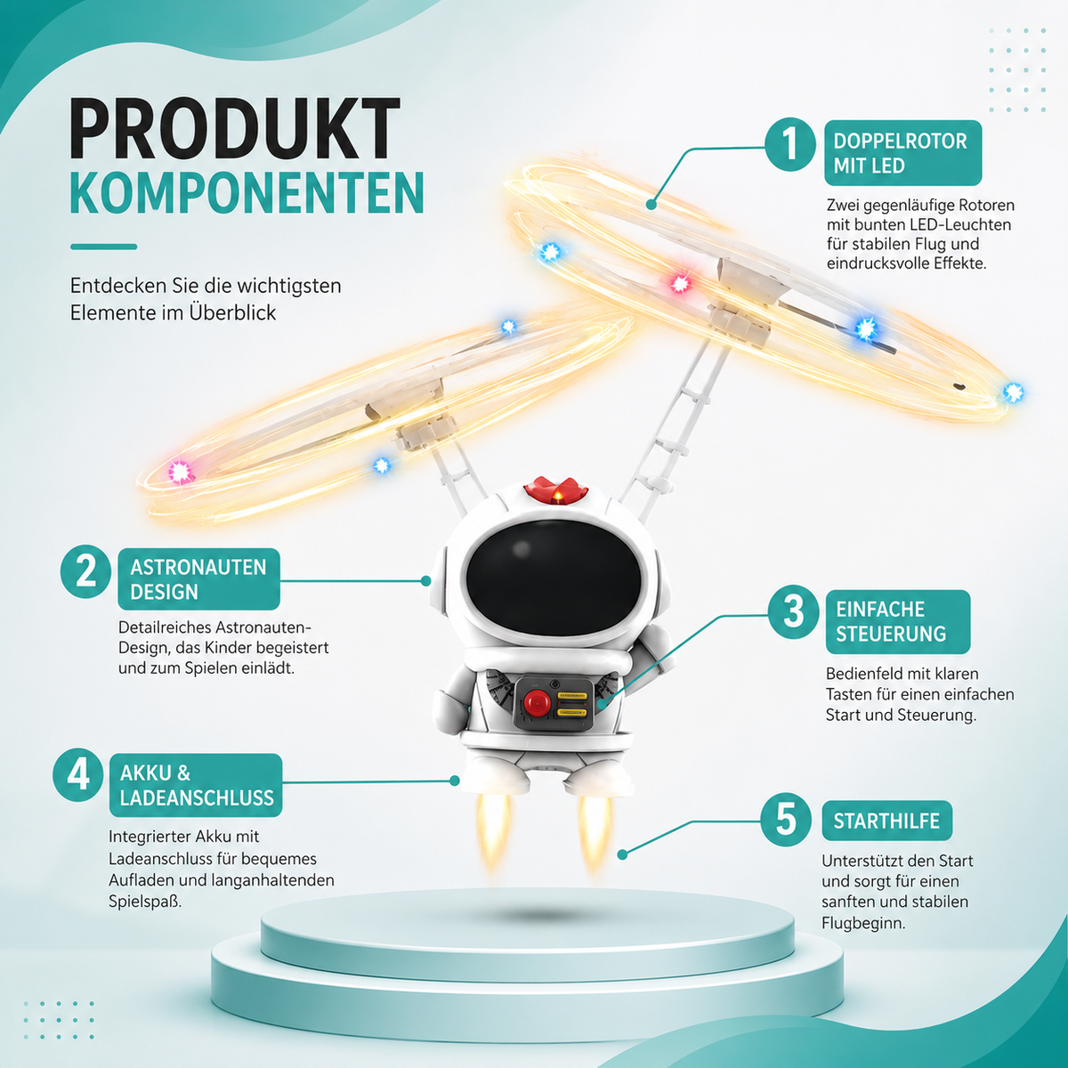 Fliegendes Astronaut Spielzeug mit LED für Kinder