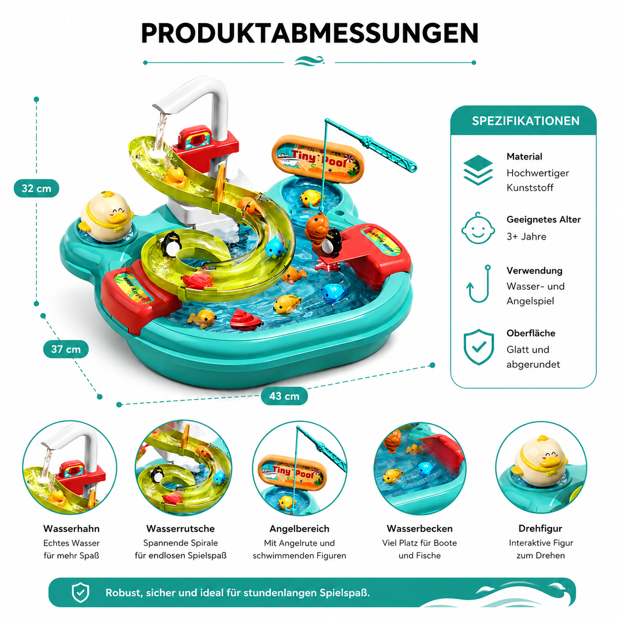 2-in-1 Kinderspielzeug-Set mit Küche und Angelspiel