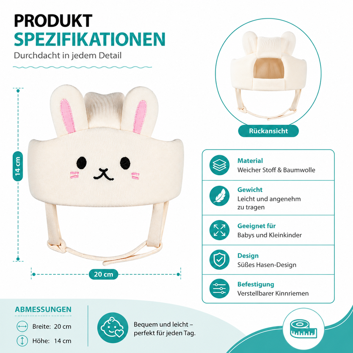 Übersichtliche Darstellung der wichtigsten Produktdetails und Maße.