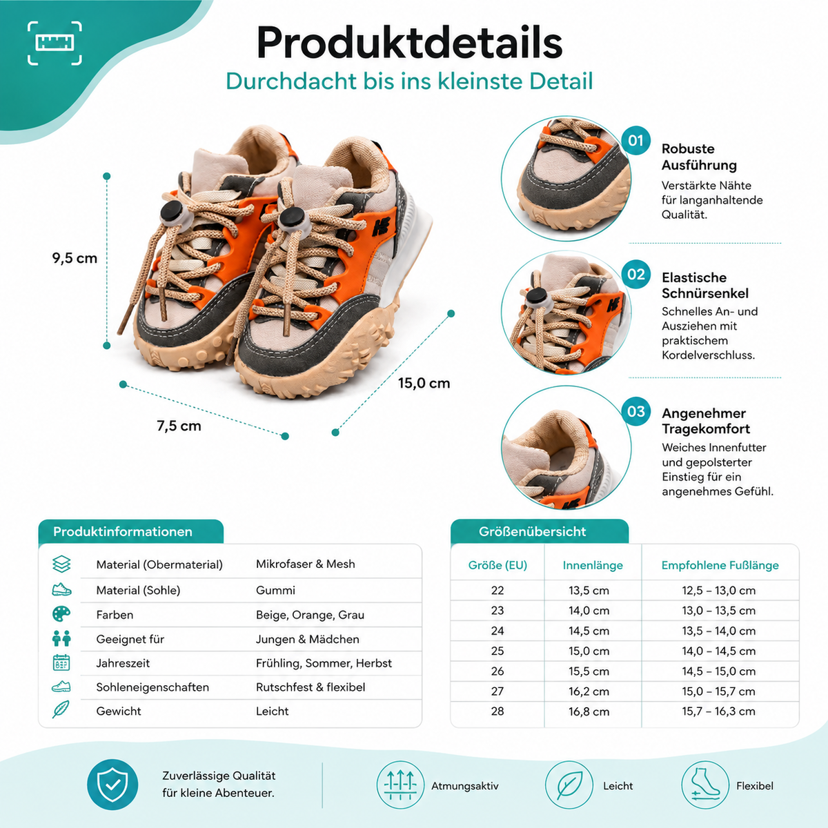 Kinder Turnschuhe– Bequem, Atmungsaktiv & Rutschfest