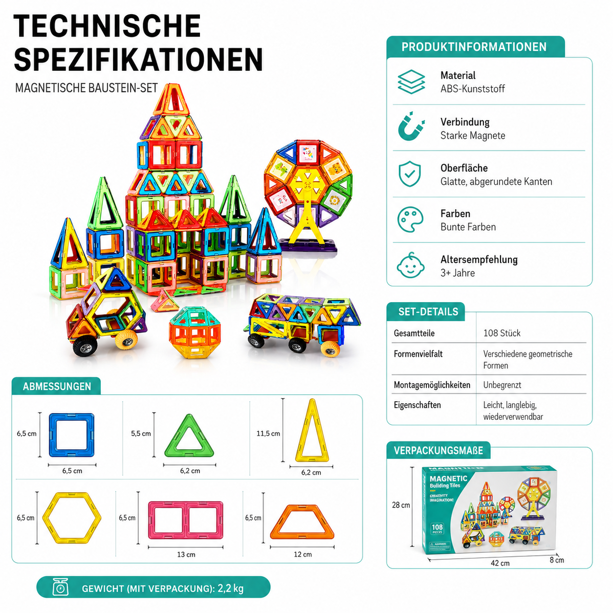 Magnetische Bausteine Satz für Kinder