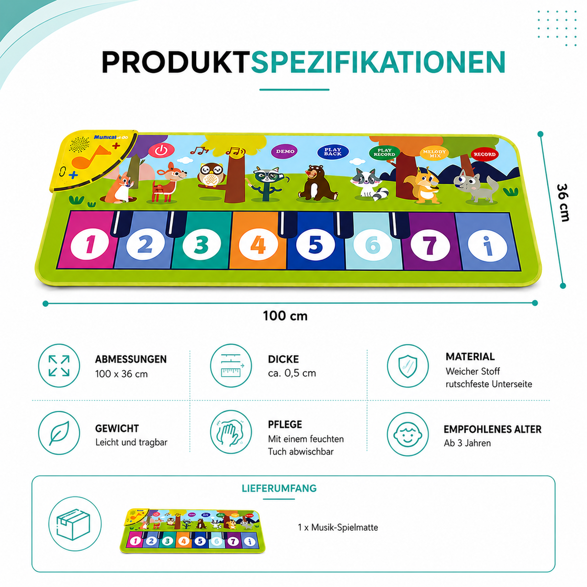 Intelligente Musik-Spielmatte – Lernen, Tanzen & Staunen!