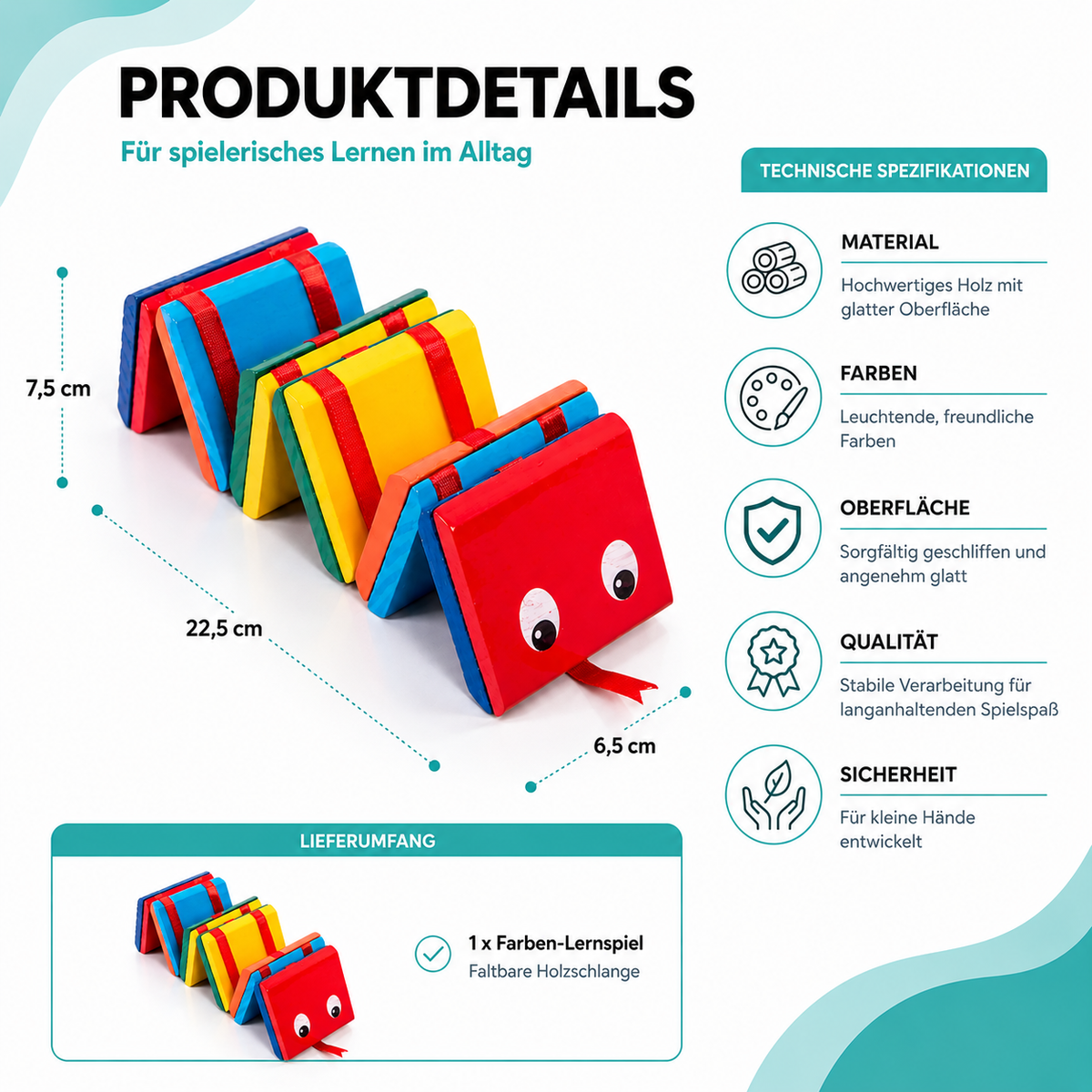 Übersichtliche Darstellung der Produktdetails und technischen Angaben.