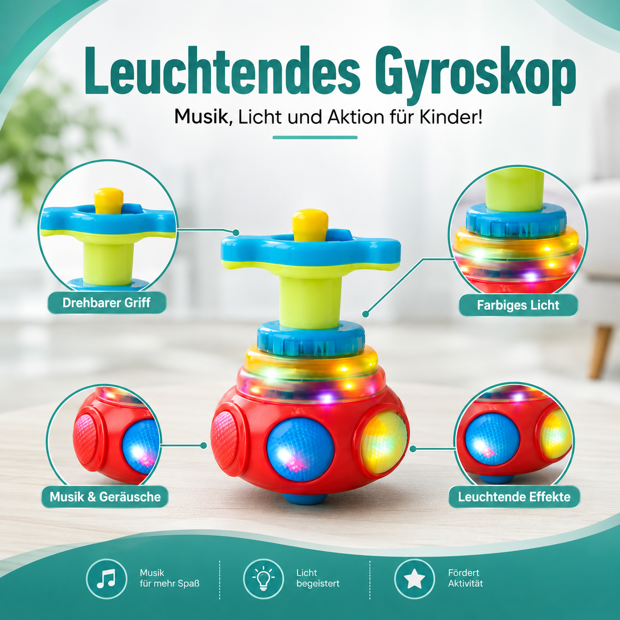 Leuchtendes Gyroskop – Musik, Licht und Aktion für Kinder!