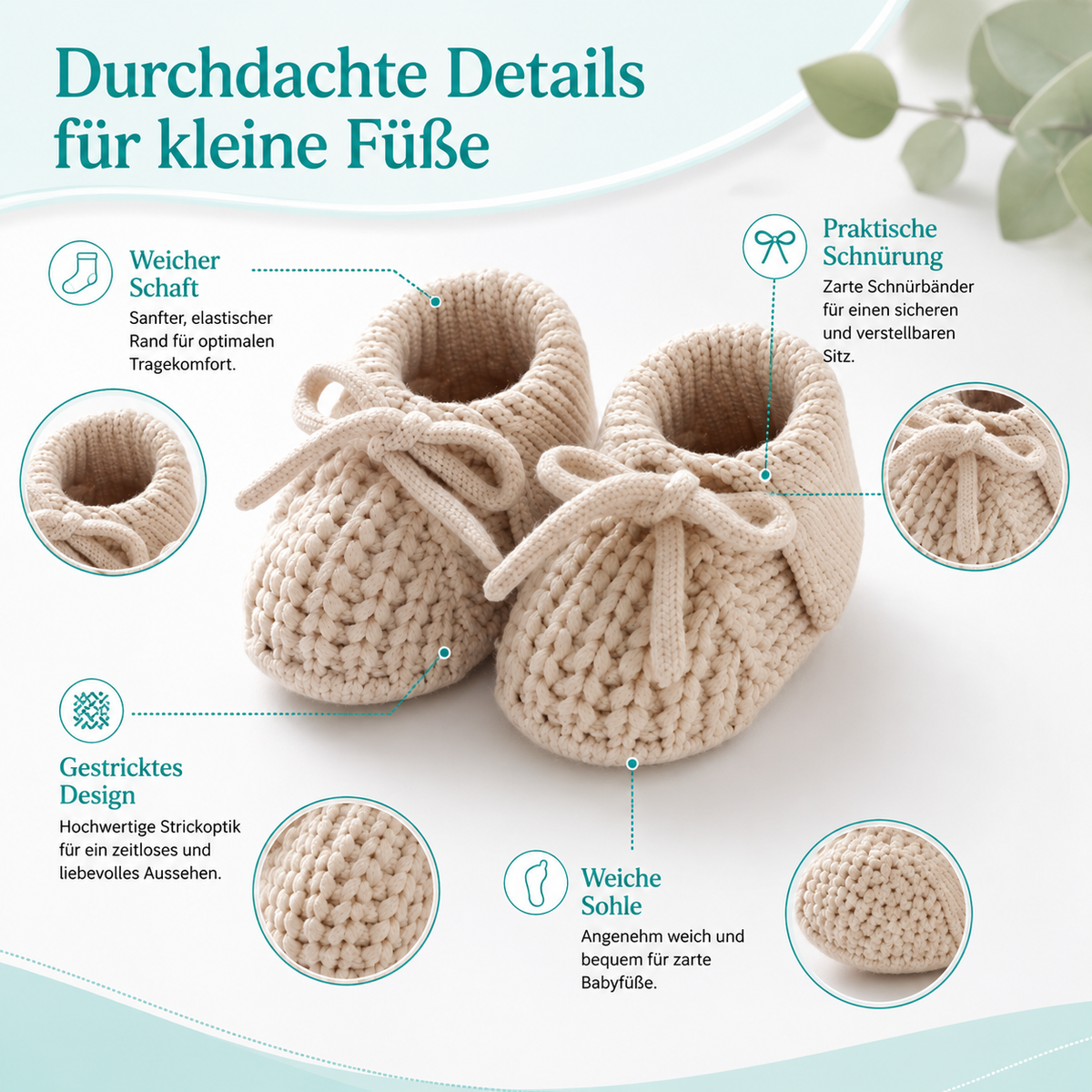 Weiche Baby-Strickschuhe – Atmungsaktiv & sicher (0–18 Monate)