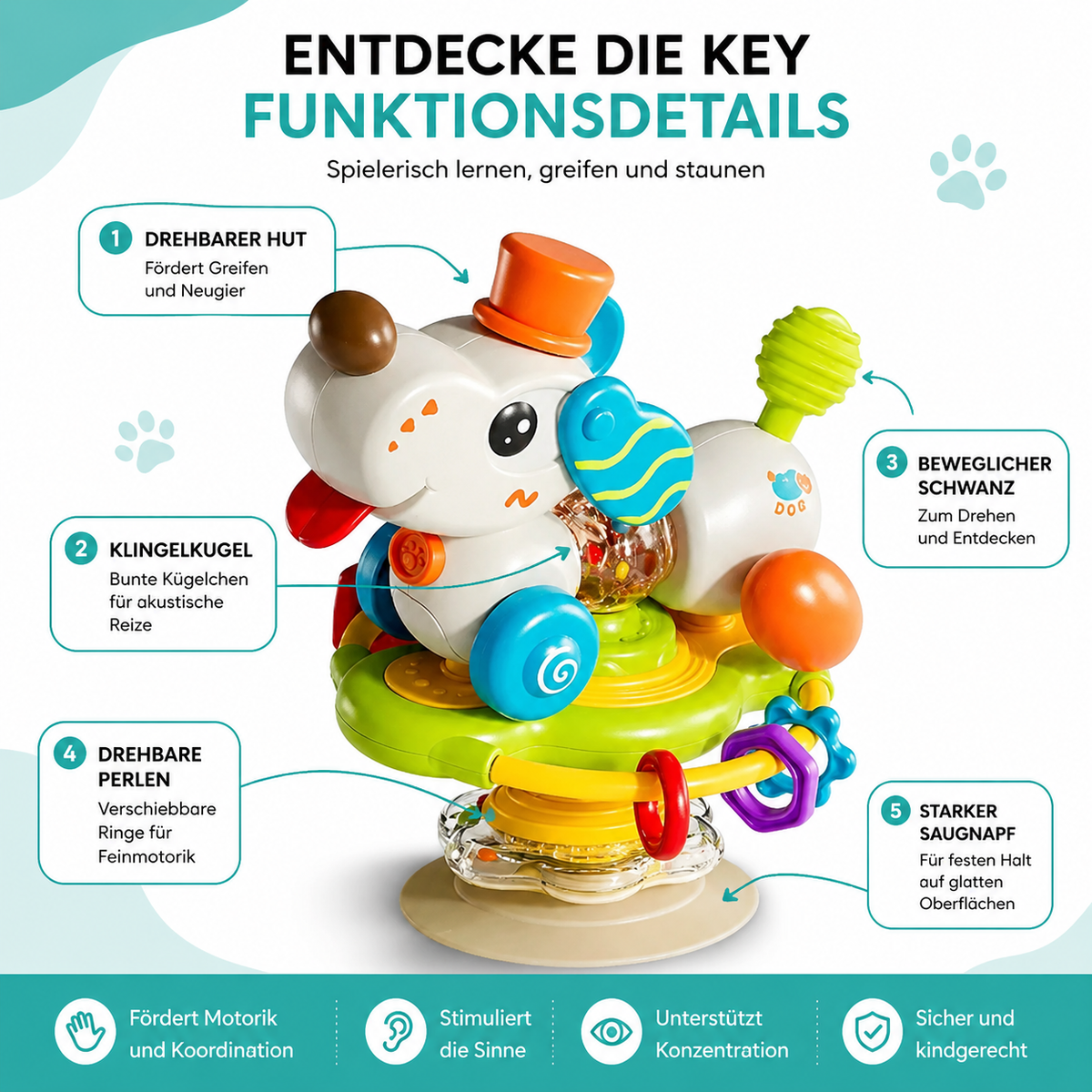 Interaktives Hunde-Lenkrad Spielzeug – Lernen & Spielen ab 18M