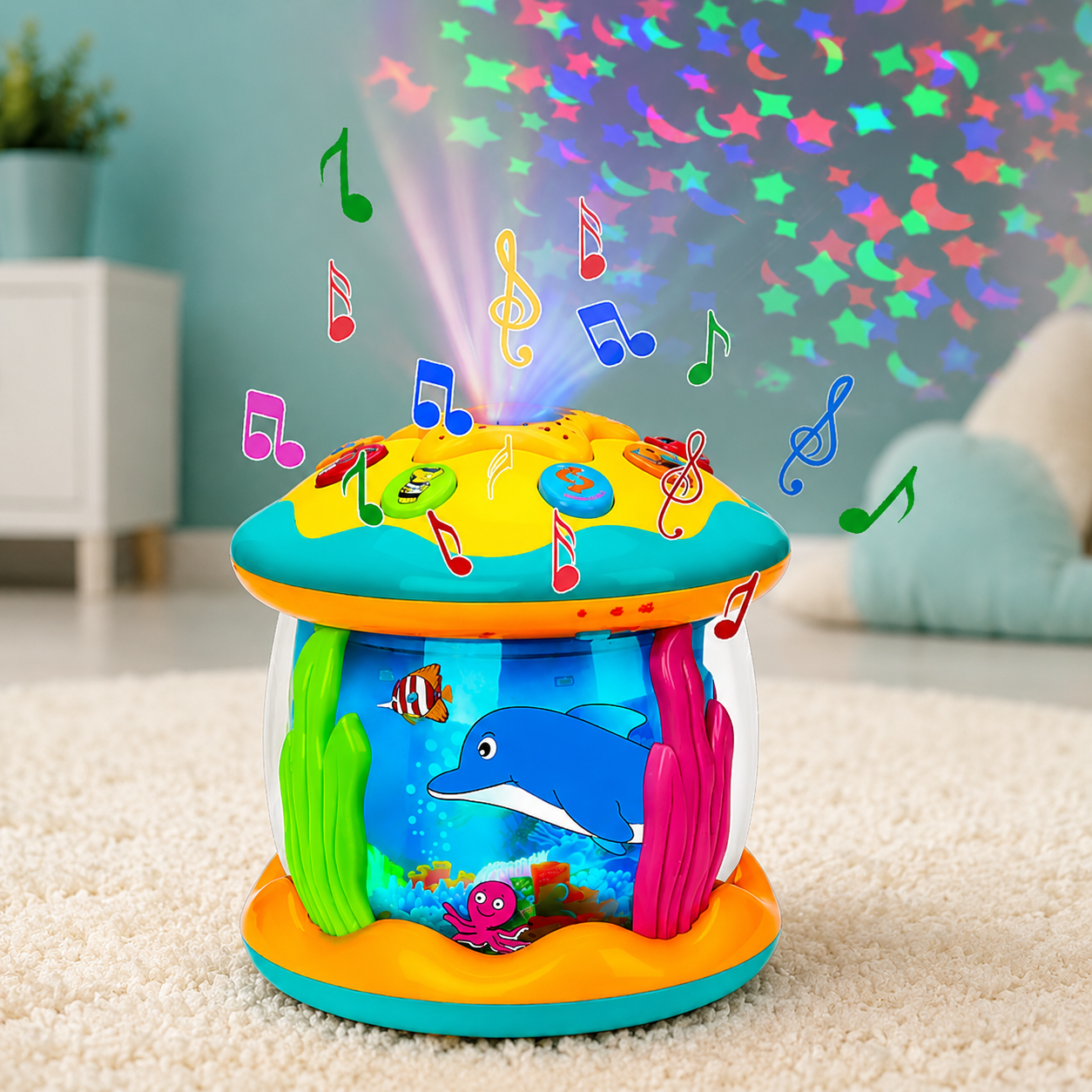 Magischer Ozean Licht Projektor – Musik & Lichter für Babys