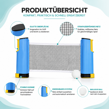Einziehbares Tischtennisnetz - Passend für Jeden Tisch!