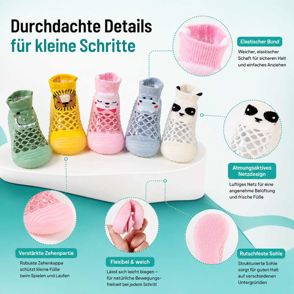 Rutschfeste Babyschuhe – Weich, Atmungsaktiv & Bequem für Erste Schritte