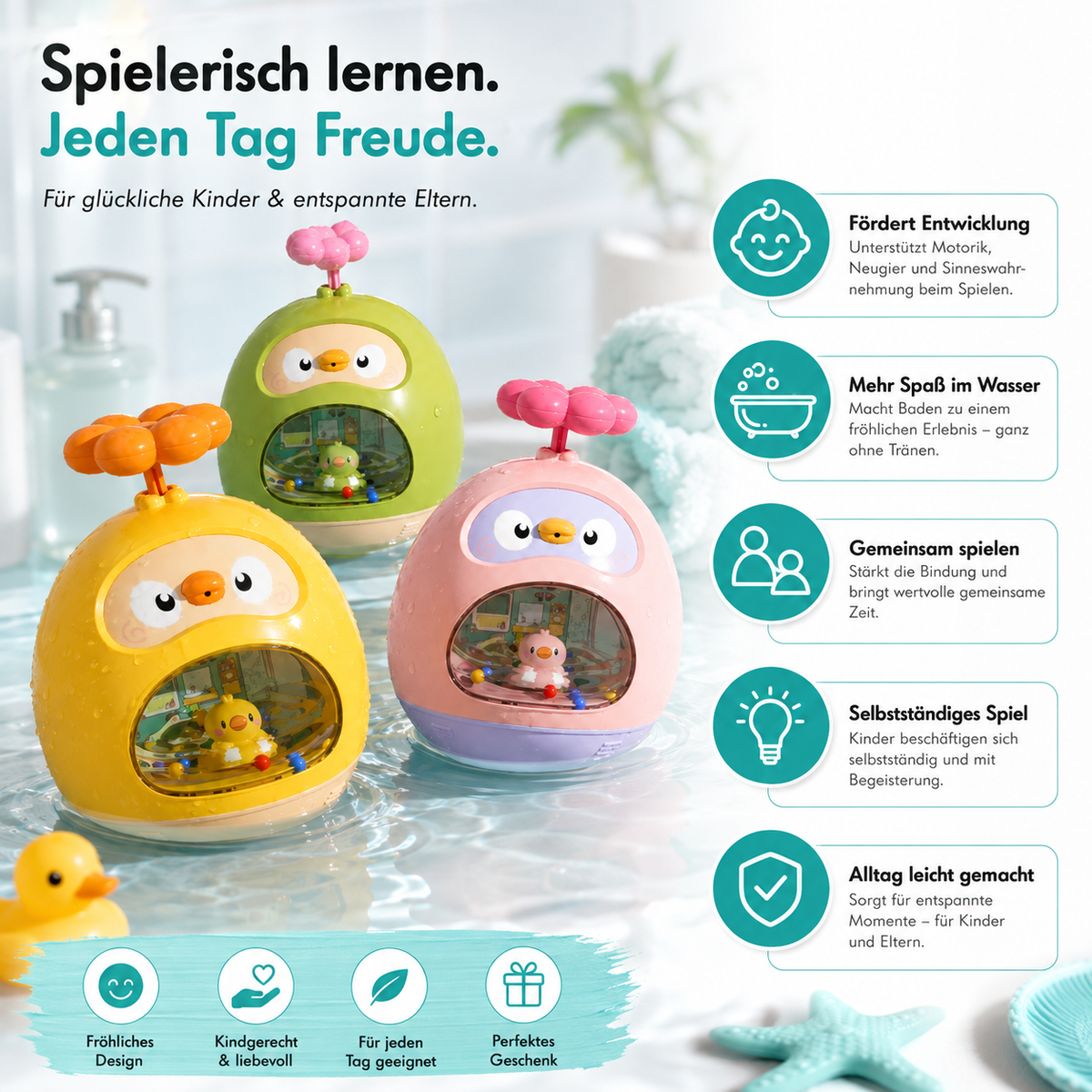 Süßer Enten-Badespaß – Wasserspielzeug für Babys & Kinder
