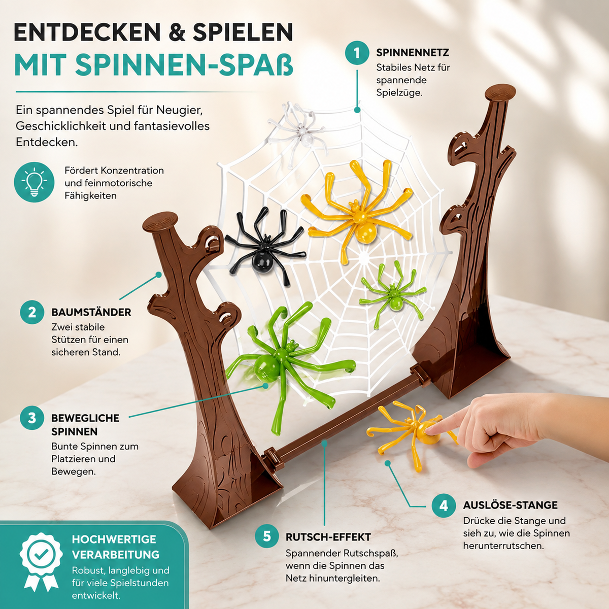 Springende Spinnen – Das lustige Katapult-Spiel für Kinder
