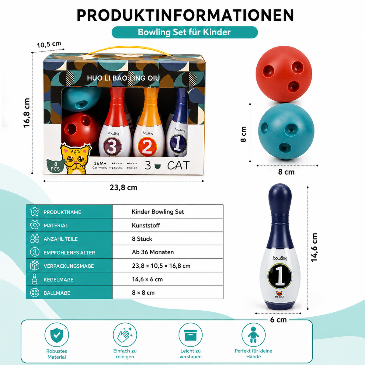 Lern-Bowling für Kinder – Spielen, Zählen & Bewegung vereint