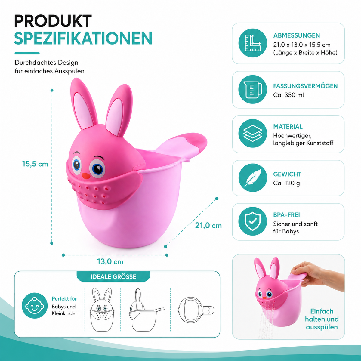 Baby Bath Wasserfall Rinser – Sanftes, tränenfreies Ausspülen