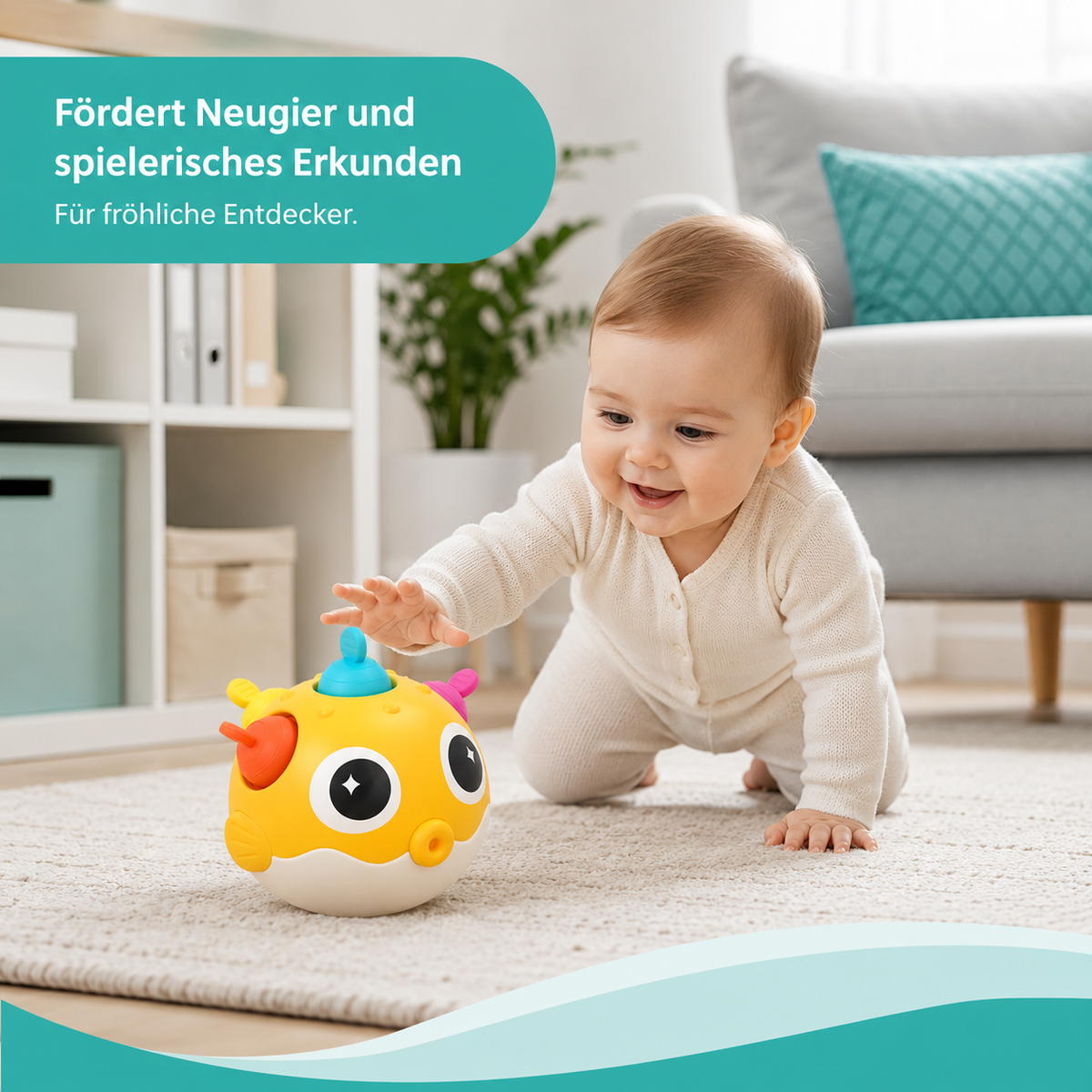 Pufferfish Bell Baby Shaker – Sensorik Spielzeug für frühe Entwicklung