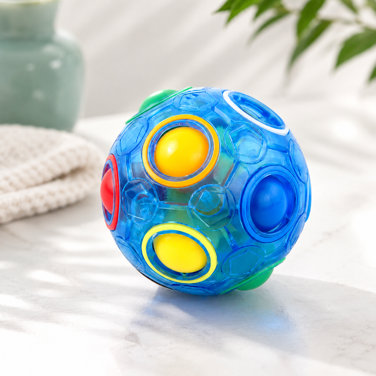 Magischer Regenbogen Puzzleball – Stressabbau für Kinder und Erwachsene Blau