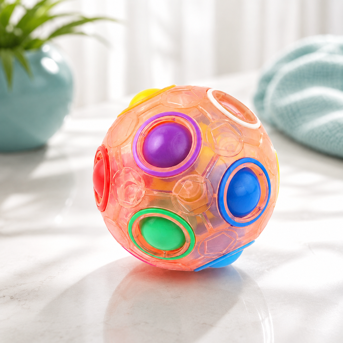Magischer Regenbogen Puzzleball – Stressabbau für Kinder und Erwachsene Orange