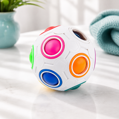 Magischer Regenbogen Puzzleball – Stressabbau für Kinder und Erwachsene Weiß