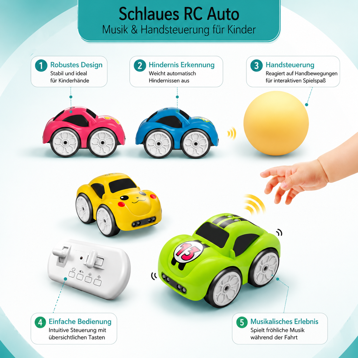 Schlau RC Auto mit Musik & Handsteuerung für Kinder