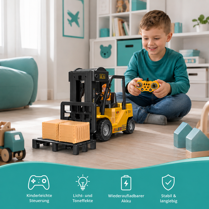 Elektrischer RC Gabelstapler mit Licht, Klang & Wasser-Spray