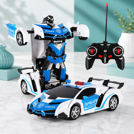 2-in-1 RC Transformer Auto & Roboter – Ferngesteuertes Spielzeug Blau weiß