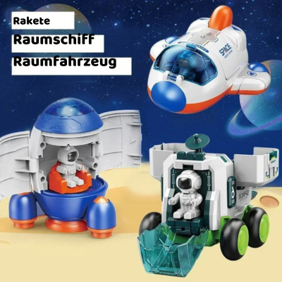3-in-1 Weltraum Raketen-Spielset mit Astronaut