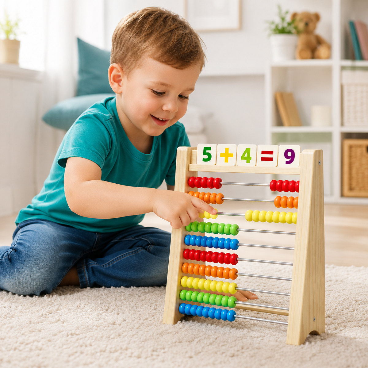 Holz-Rechenrahmen mit 100 Perlen – spielerisch Mathe lernen