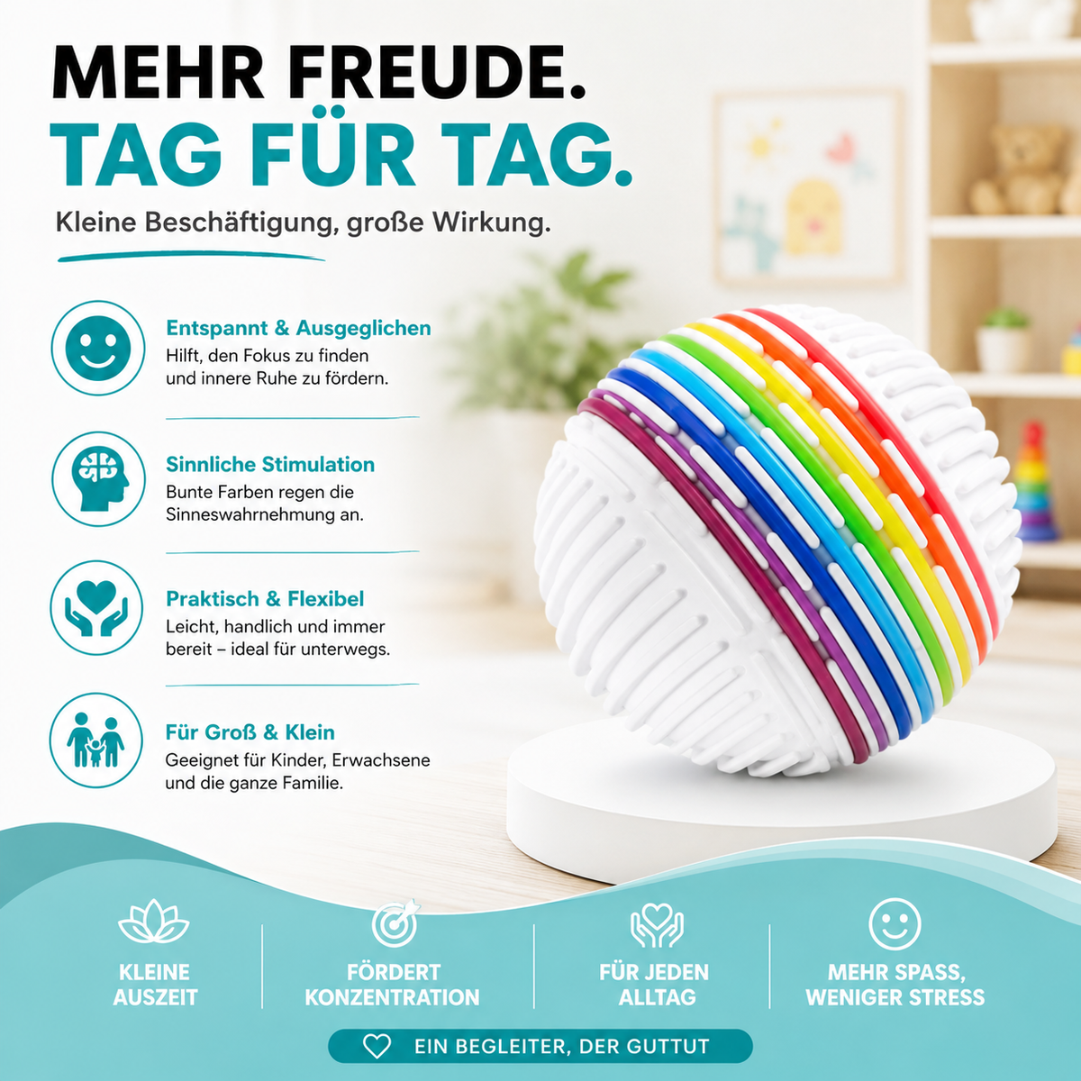 Regenbogen Sensorik Ball – Flexibles Fidget Spielzeug