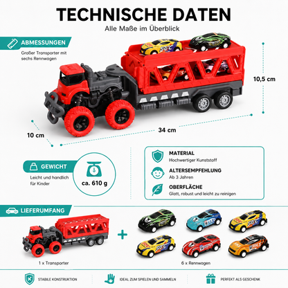 Großer Auto Transport Truck mit Rennwagen – Kinder Spielset