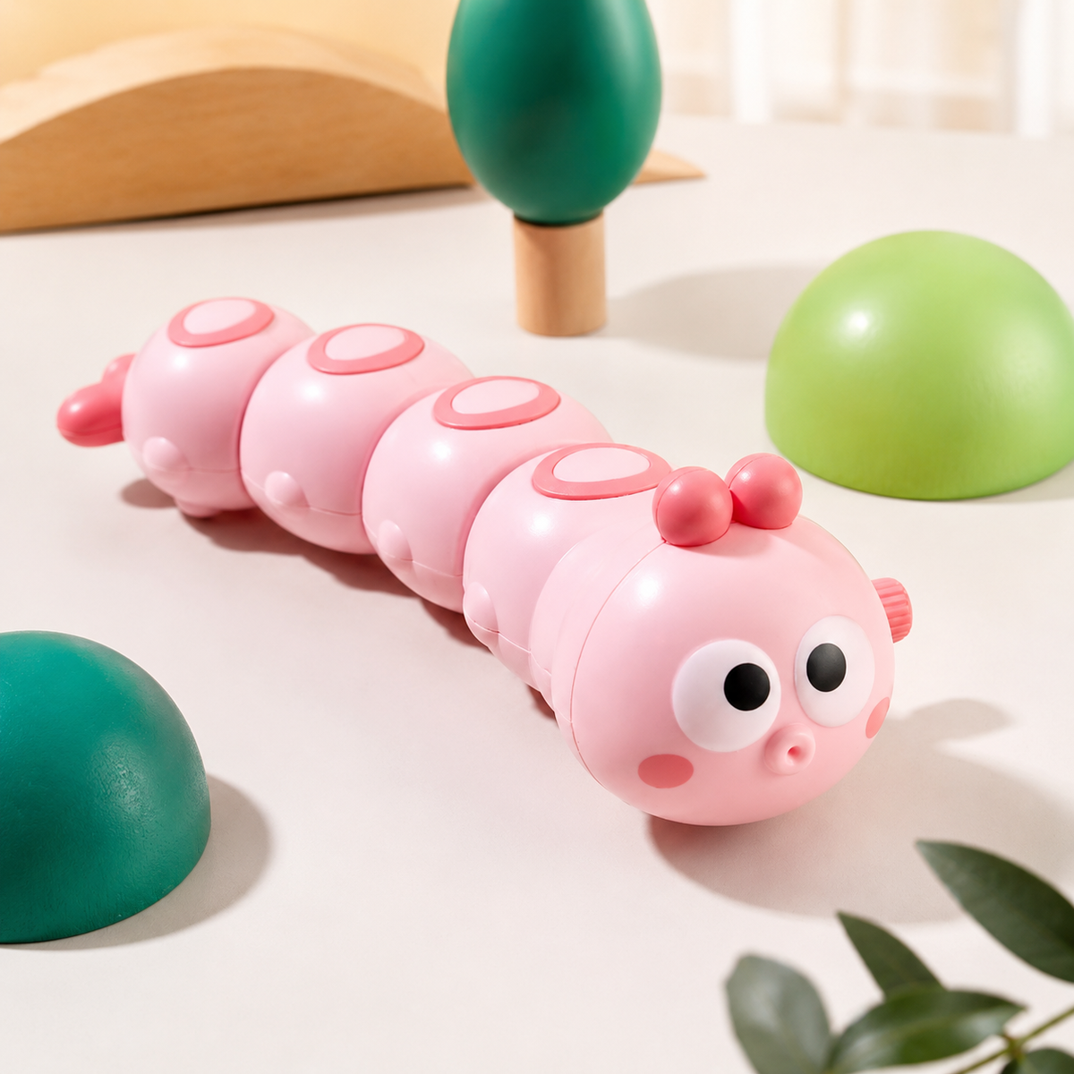 Süße Cartoon-Krabbelraupe – Spaßiges Uhrwerk-Spielzeug für Kids Rosa