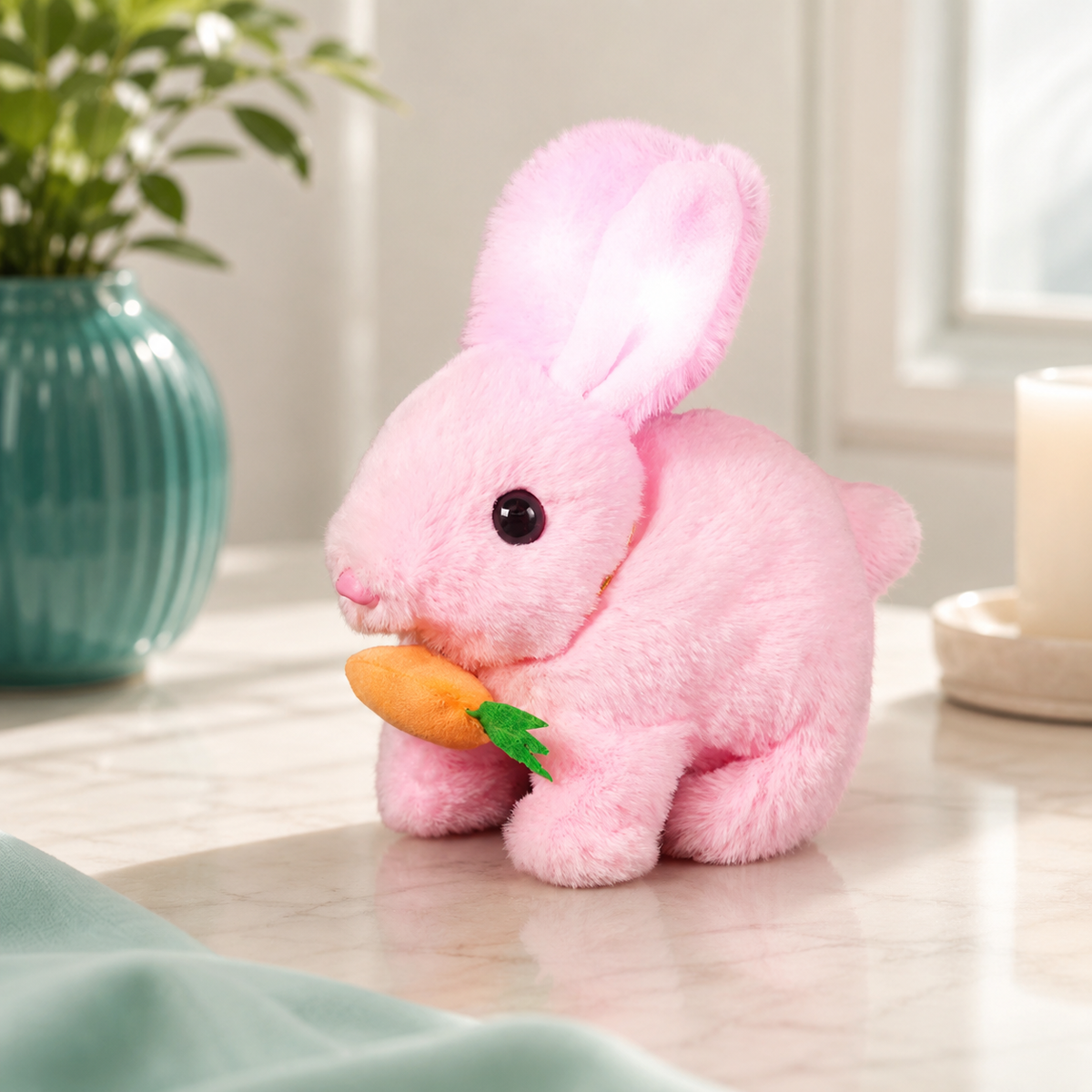 Niedlicher elektronischer Hase – Lebensechtes Hüpfen und fröhliche Bewegung Rosa
