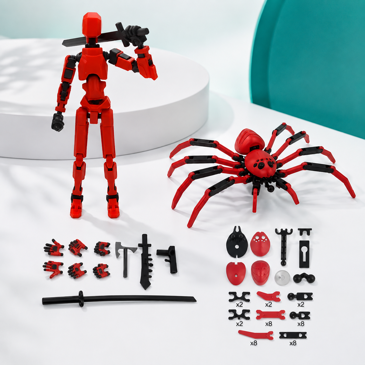 Voll bewegliche Roboter-Figur – Kreatives Spielen & Posen Rot