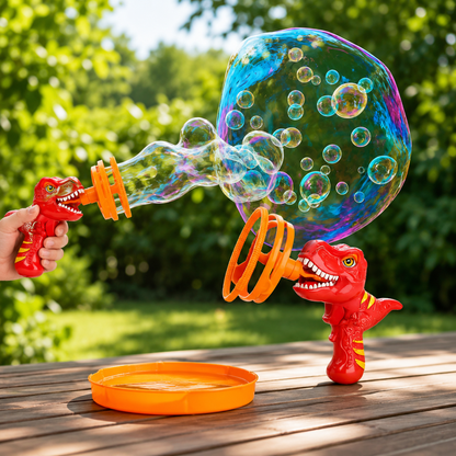 Dino Seifenblasen-Blaster für Kinder mit automatischer Blasenfunktion Rot