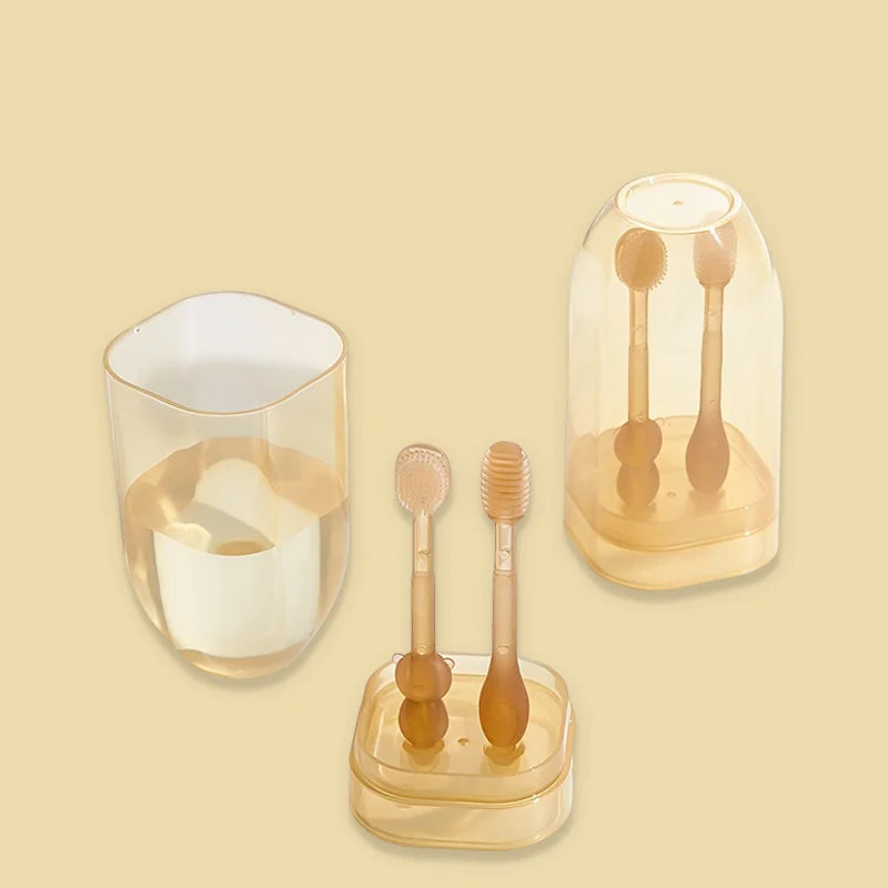 MAMIJOY 3-in-1 Silikon Baby Zahnbürste – Sanfte Pflege für Zunge & Zähne