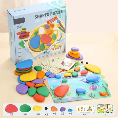 Rainbow Pebbles Montessori Lernspiel – Fördert Kreativität & Denken B-98 Stück