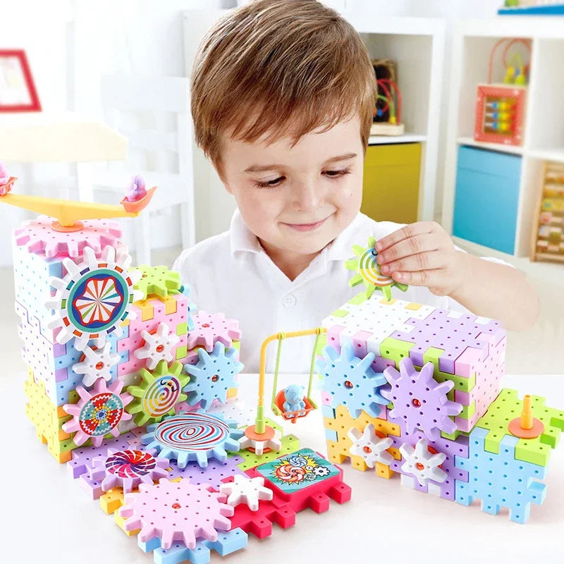 Bunte Zahnräder & Bausteine – Kreatives Lernspiel für Kinder