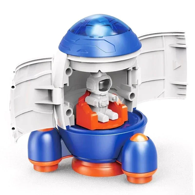 3-in-1 Weltraum Raketen-Spielset mit Astronaut Blaue Rakete