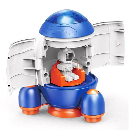 3-in-1 Weltraum Raketen-Spielset mit Astronaut Blaue Rakete