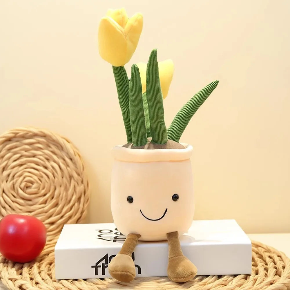 Kuschelige Tulpen-Plüschpflanze – fröhliche Deko fürs Kinderzimmer Grau