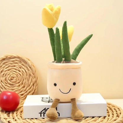Kuschelige Tulpen-Plüschpflanze – fröhliche Deko fürs Kinderzimmer Grau