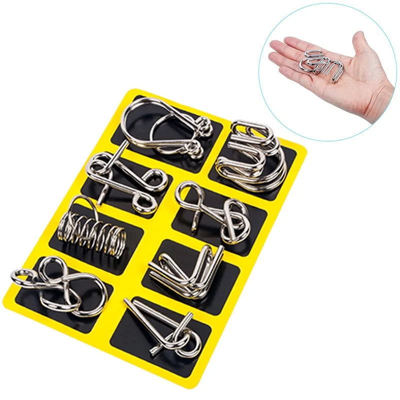 8-Teile Metall Montessori Puzzle – IQ & Gehirntraining für Erwachsene