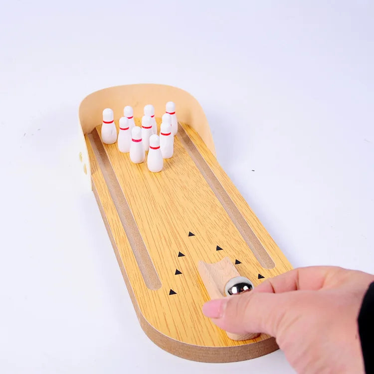 Mini Holz-Bowling Set – Lernspaß für Kinder & Familie