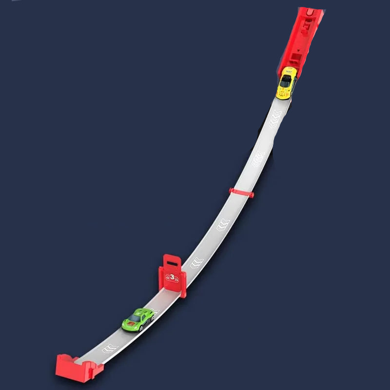 Rennbahn-Action für Kids – Katapult Railcar Spielset mit Alloy Cars 2 Autos einzeln rot