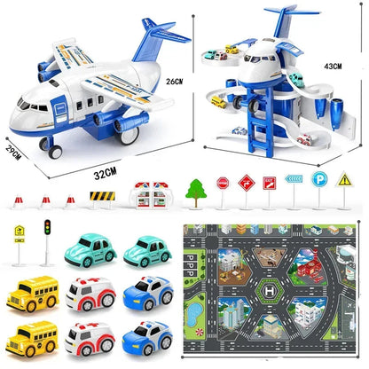 Großes Flugzeug Parkhaus mit Autos & Musik – Geschenk für Kids