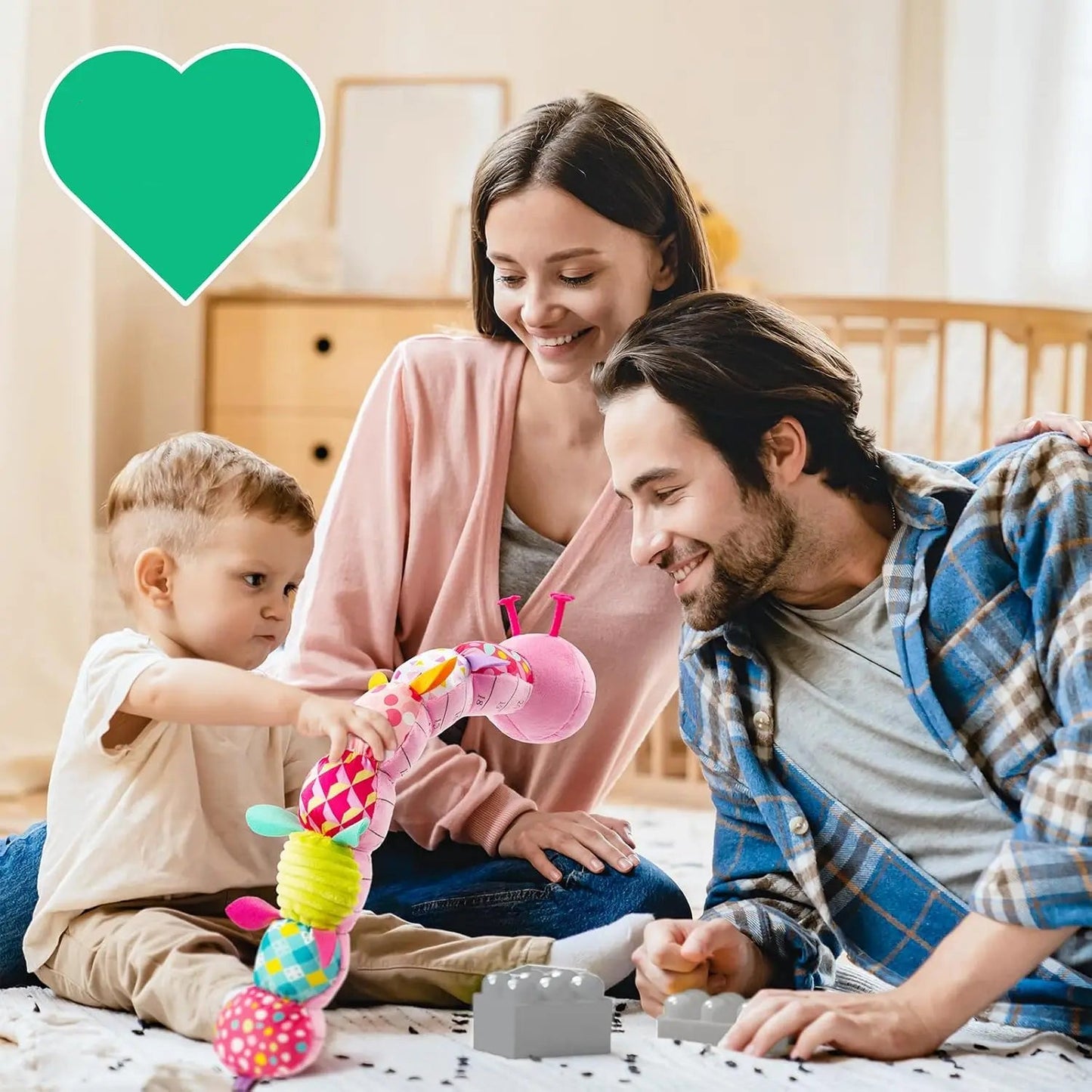 Bunte Raupen-Rassel – Weiches Plüschtier für Babys