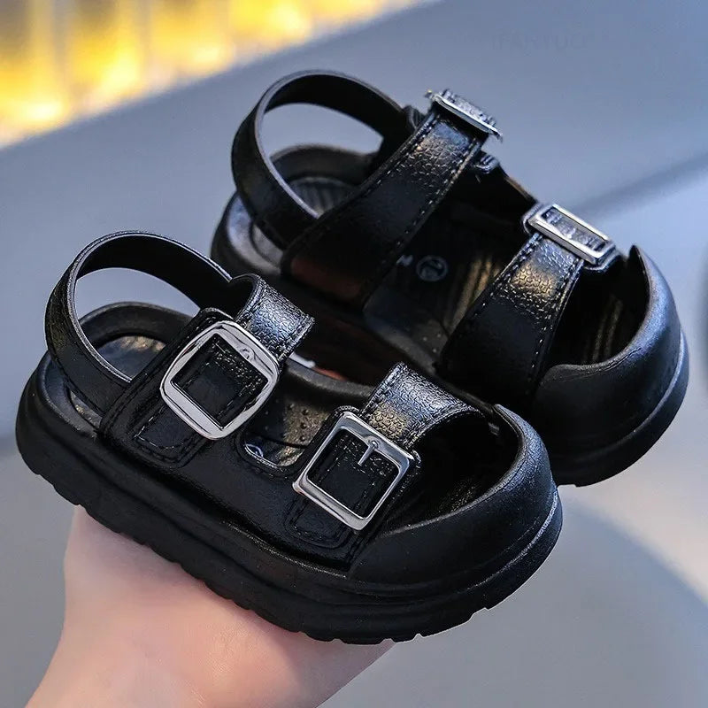 Weiche Anti-Beleg Baby Sandalen – Sicher, Atmungsaktiv & Sommerleicht Schwarz