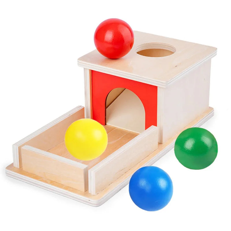 Montessori Schubladen-Spiel – Farben lernen mit Spaß & Logik! Permanente Zielscheibe Kasten 4 Bälle