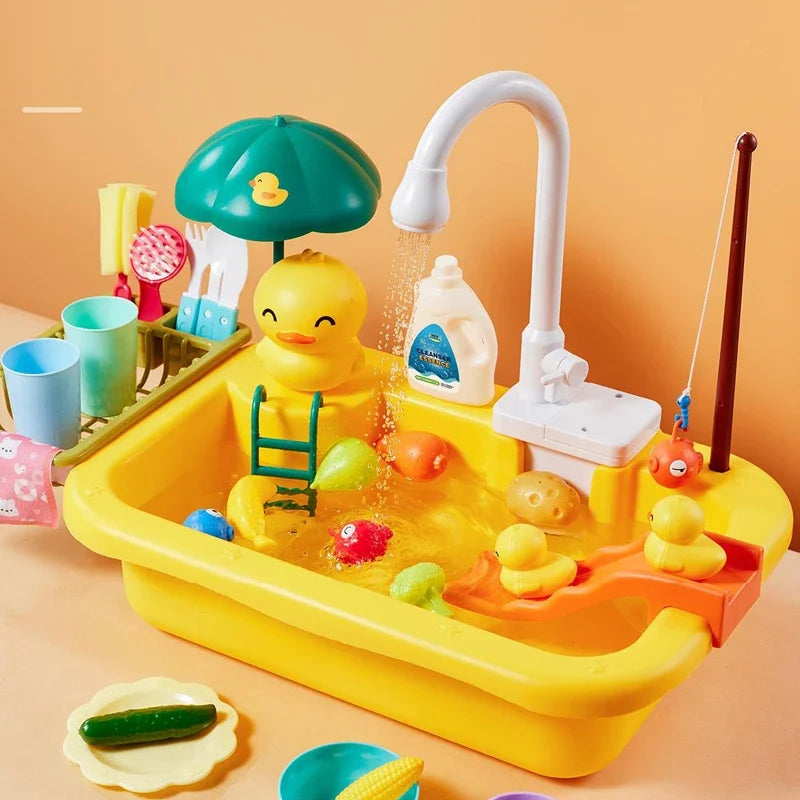 Kinder Spielküchenspüle mit fließendem Wasser – Lernen & Spielen Ente